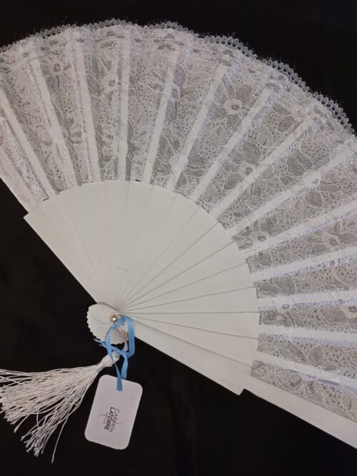 Abanico blanco tela