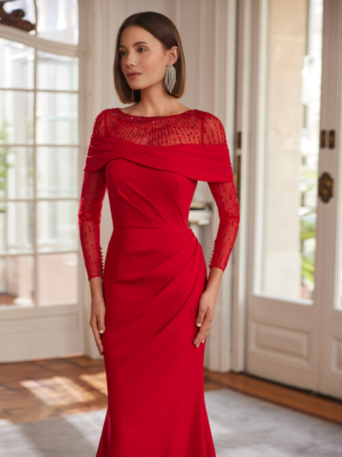 VESTIDO CEREMONIA CON MANGAS DESMONTABLES