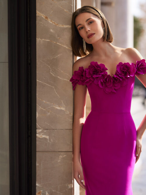 VESTIDO ESCOTE BARDOT CON FLORES