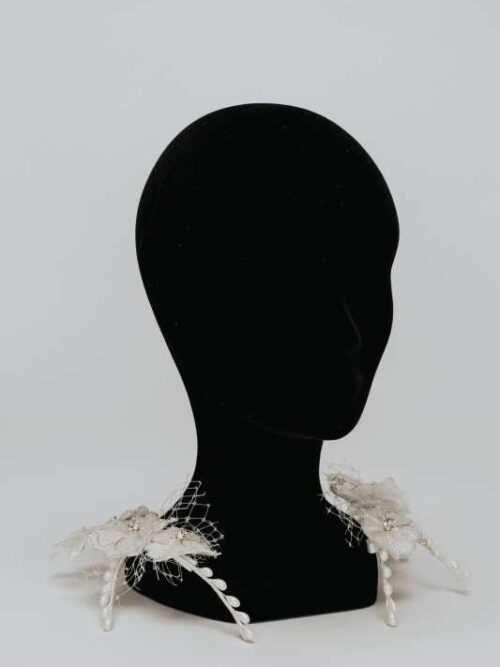 Hombreras novia tul y cerámica