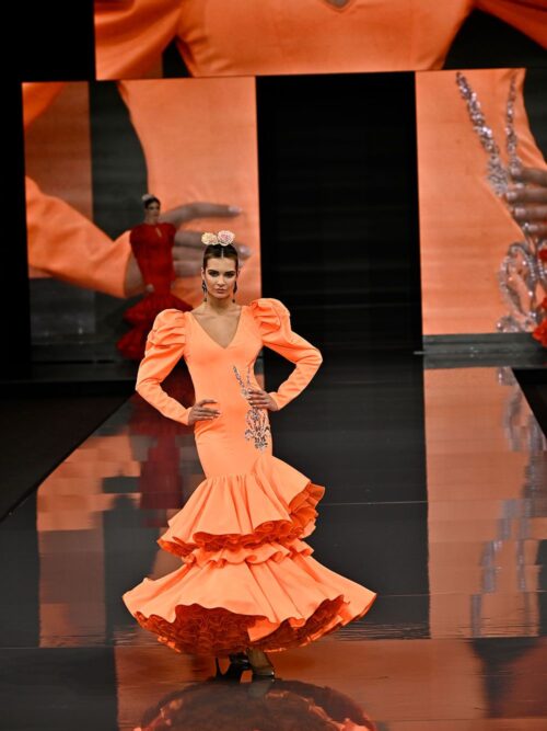 Vestido melocoton aplique brillos