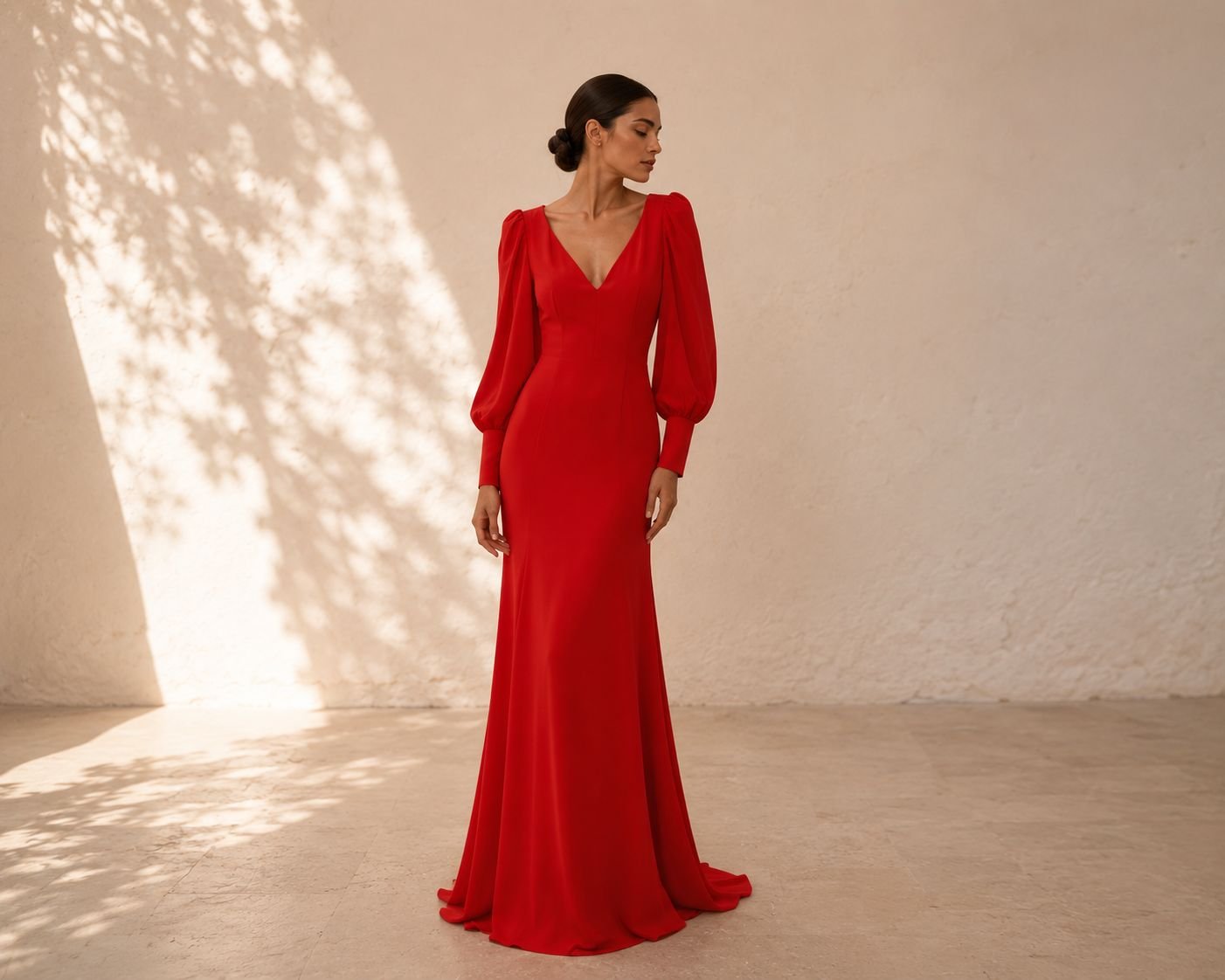 Vestido largo rojo corte sirena